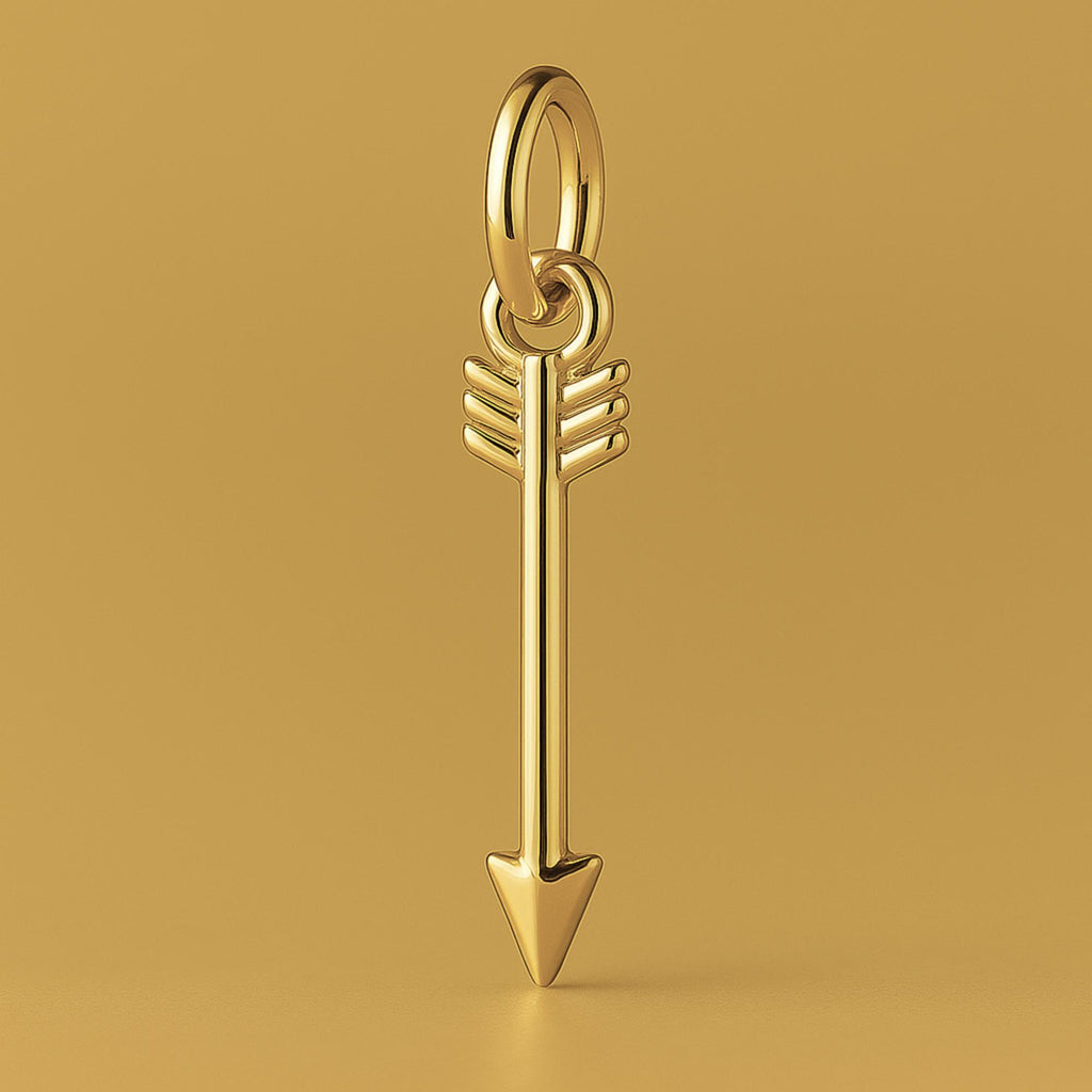 18ct Yellow Gold - Feathered Arrow Charm