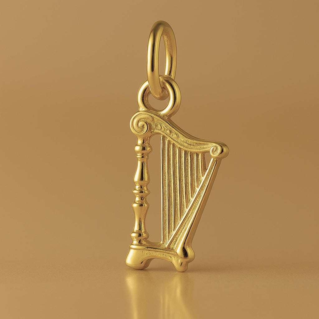18ct Yellow Gold - Classic Column Harp Charm
