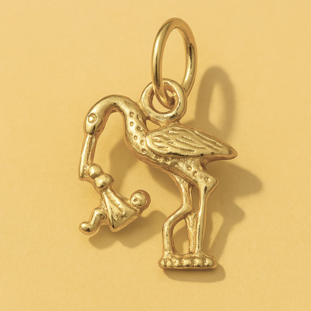 18ct Yellow Gold - Stork & Baby Charm