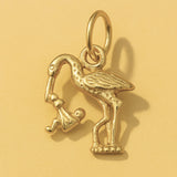 18ct Yellow Gold - Stork & Baby Charm
