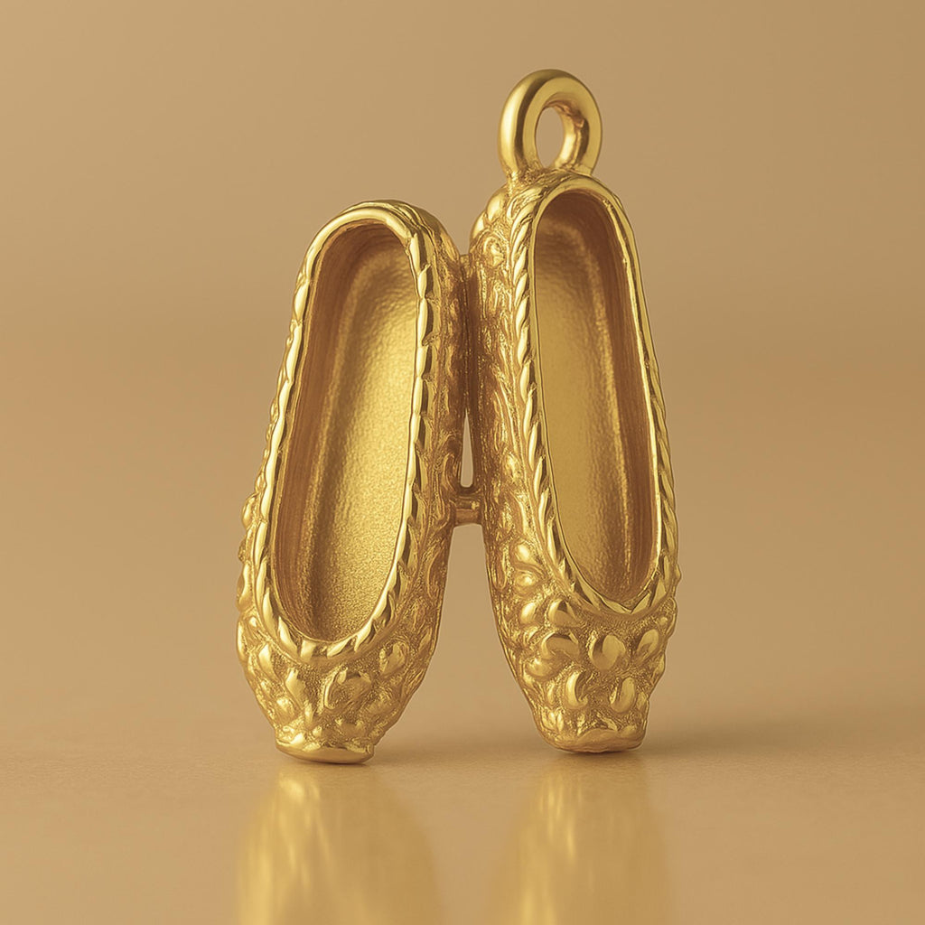 18ct Yellow Gold - Ornate Ballet Flats Charm