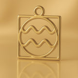 9ct Yellow Gold - Aquarius Zodiac Square Charm