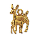 18ct Yellow Gold - Woodlands Deer & Fawn Charm