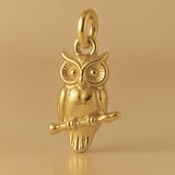 9ct Yellow Gold - Great Horned Owl Charm