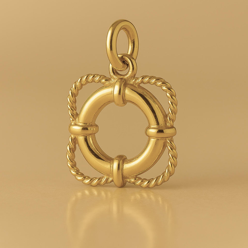 18ct Yellow Gold - Classic Rope Lifebuoy Charm