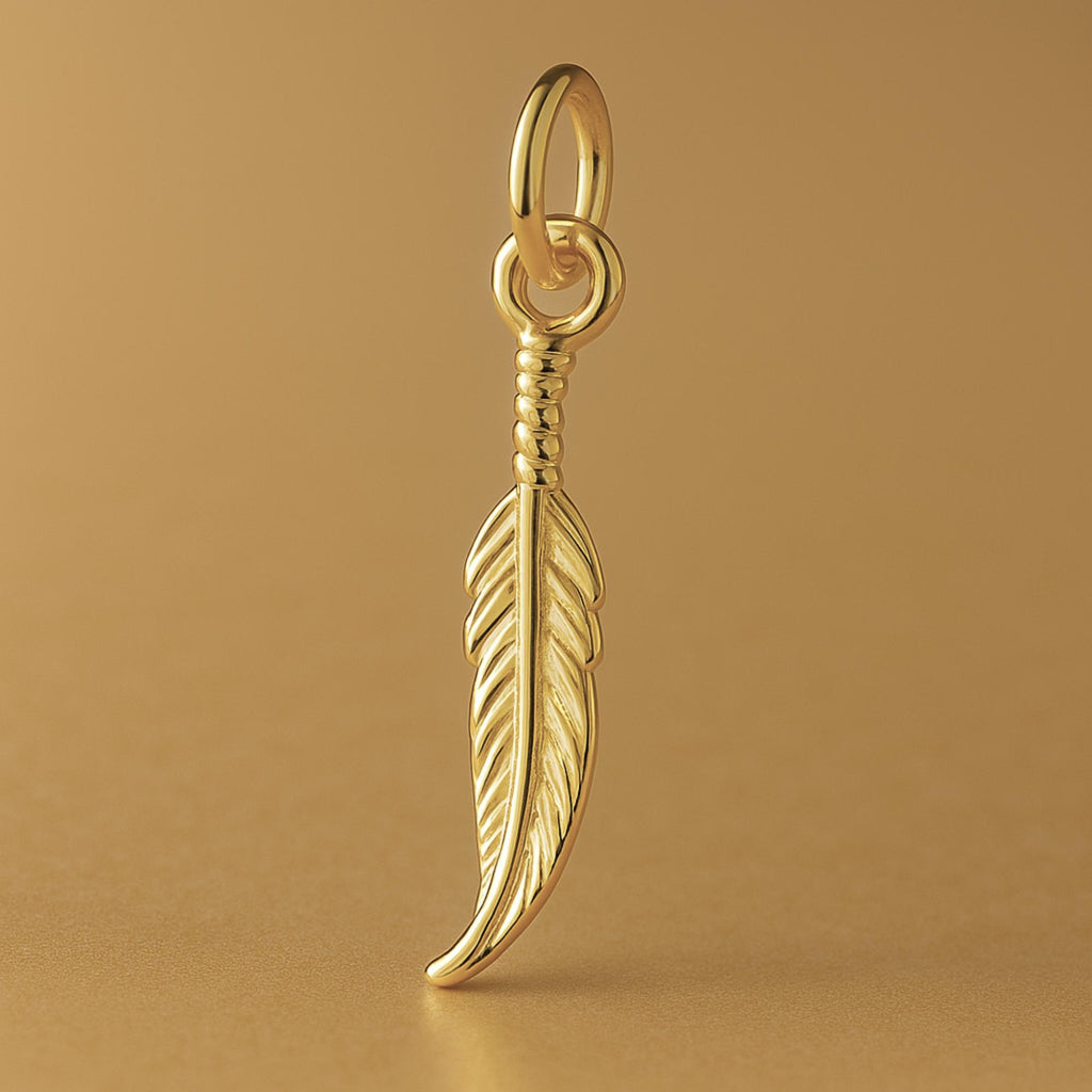 18ct Yellow Gold - Delicate Feather Charm