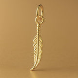 18ct Yellow Gold - Delicate Feather Charm