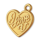 18ct Yellow Gold - I Love U Heart Charm