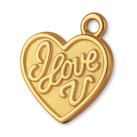 18ct Yellow Gold - I Love U Heart Charm