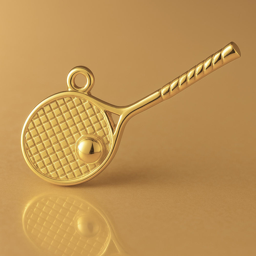 18ct Yellow Gold - Tennis Racket Charm