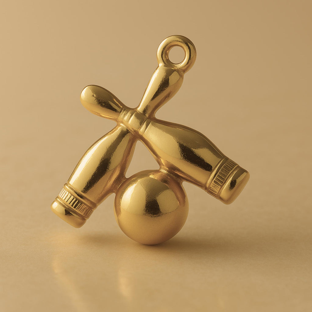 9ct Yellow Gold - Bowling Ball and Pins Charm