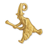 18ct Yellow Gold - Flying Witch Charm