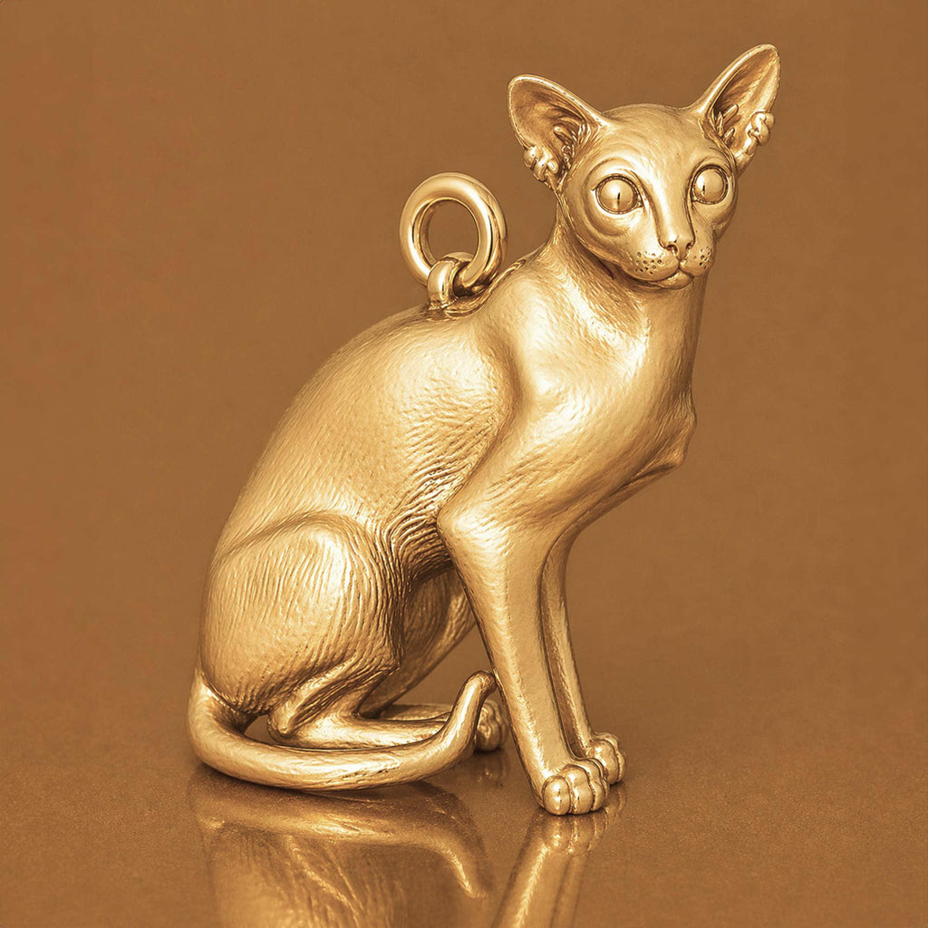 18ct Yellow Gold - Colourpoint Shorthair Cat Charm