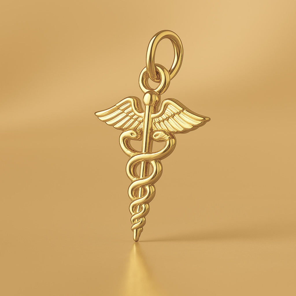 9ct Yellow Gold - Medical Caduceus Charm