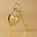 18ct Yellow Gold - Heart Lock & Key Charm