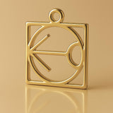 18ct Yellow Gold - Sagittarius Zodiac Square Charm