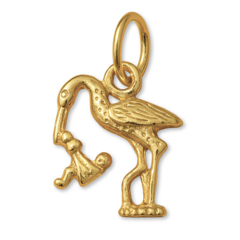 9ct Yellow Gold - Stork & Baby Charm