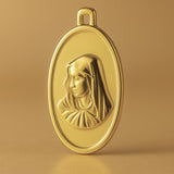 9ct Yellow Gold - Oval Virgin Mary Amulet Charm