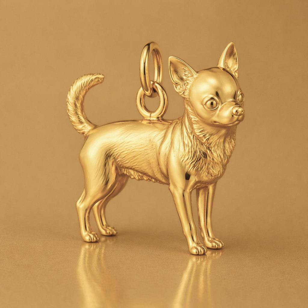 18ct Yellow Gold - Chihuahua Dog Charm