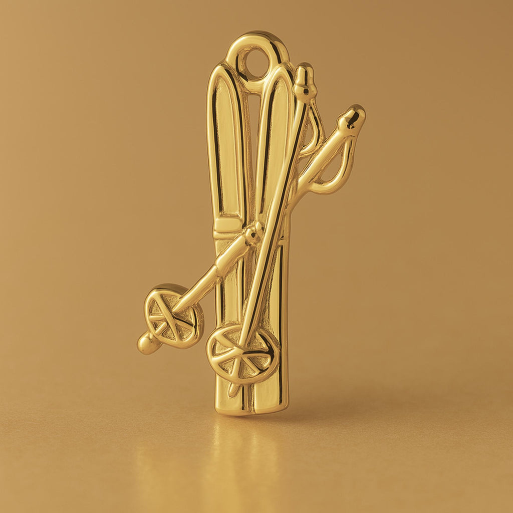 18ct Yellow Gold - Classic Ski's and Poles Charm