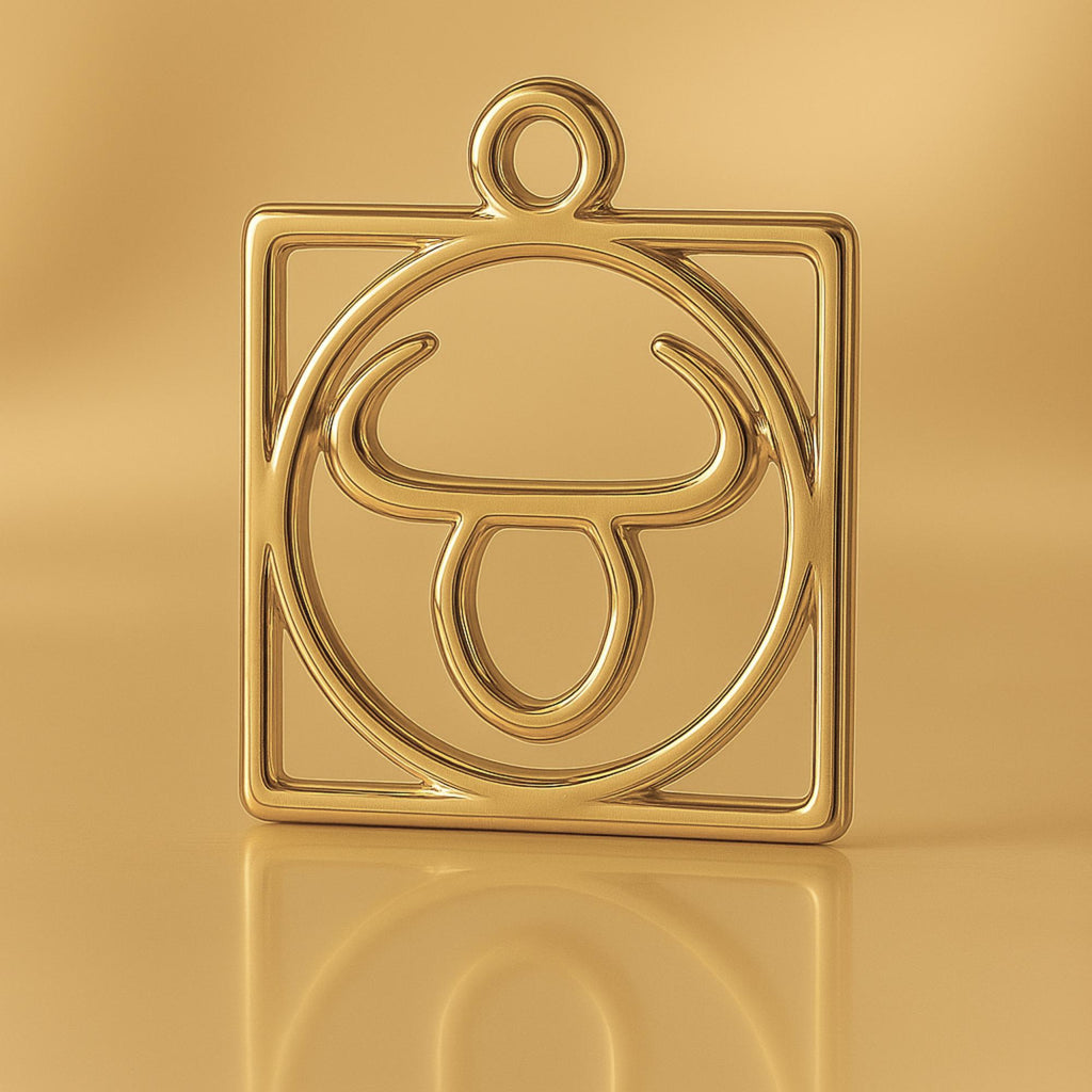 Taurus Charm 18ct Yellow Gold - Taurus Zodiac Square Charm