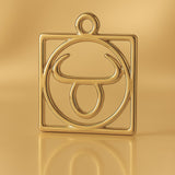 18ct Yellow Gold - Taurus Zodiac Square Charm
