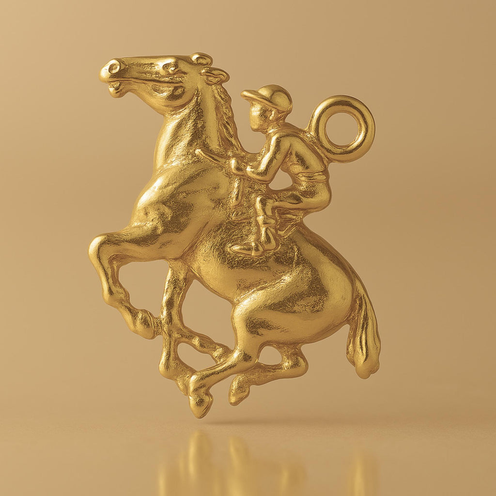 9ct Yellow Gold - Horse and Jockey Charm