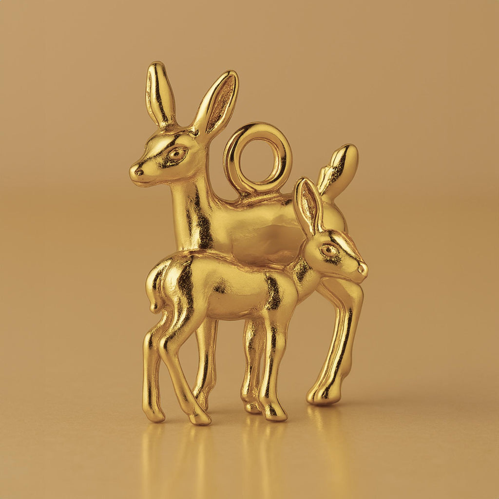 18ct Yellow Gold - Woodlands Deer & Fawn Charm