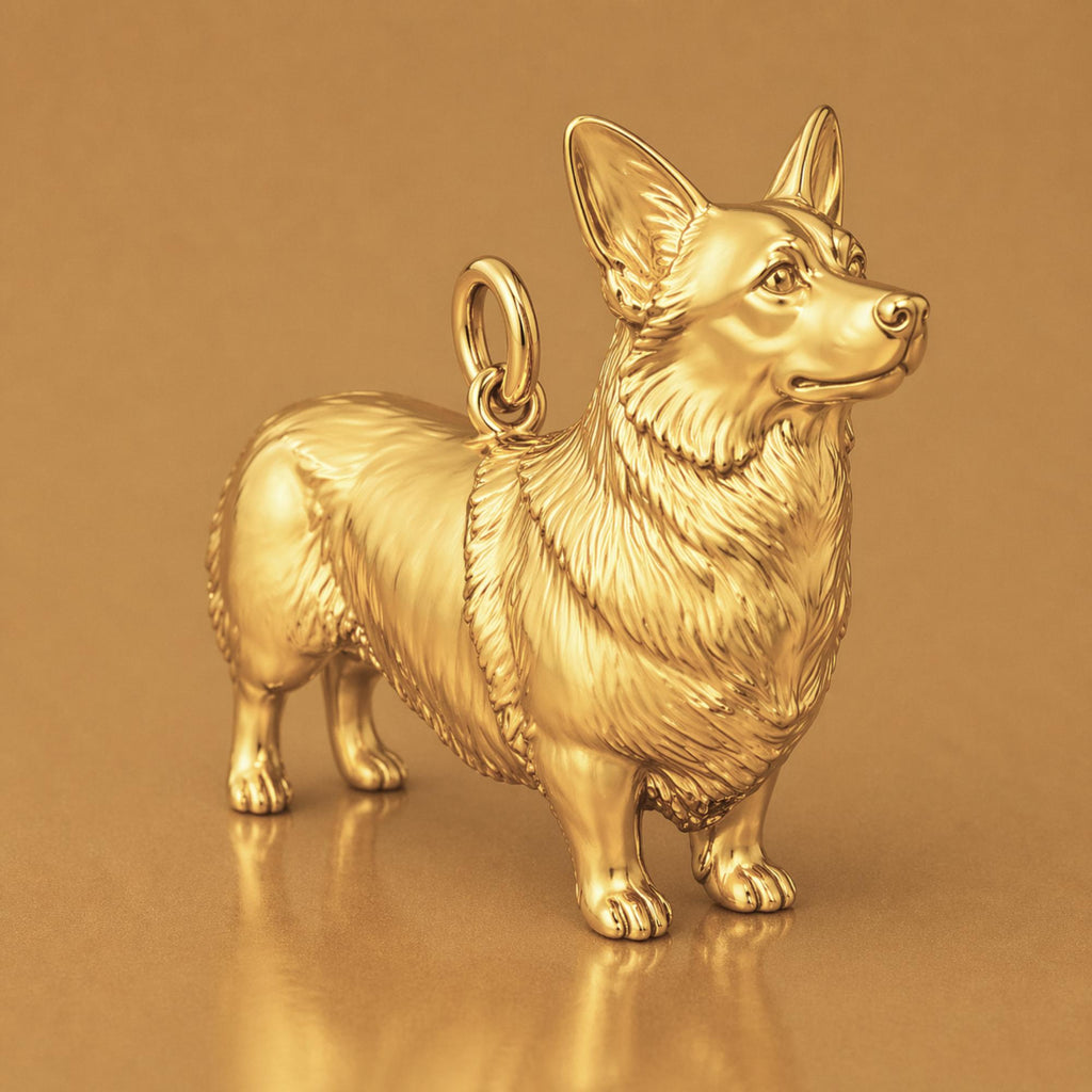 18ct Yellow Gold - Pembroke Welsh Corgi Dog Charm