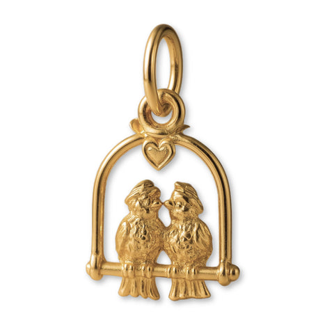 18ct Yellow Gold - Perched Love Birds Charm