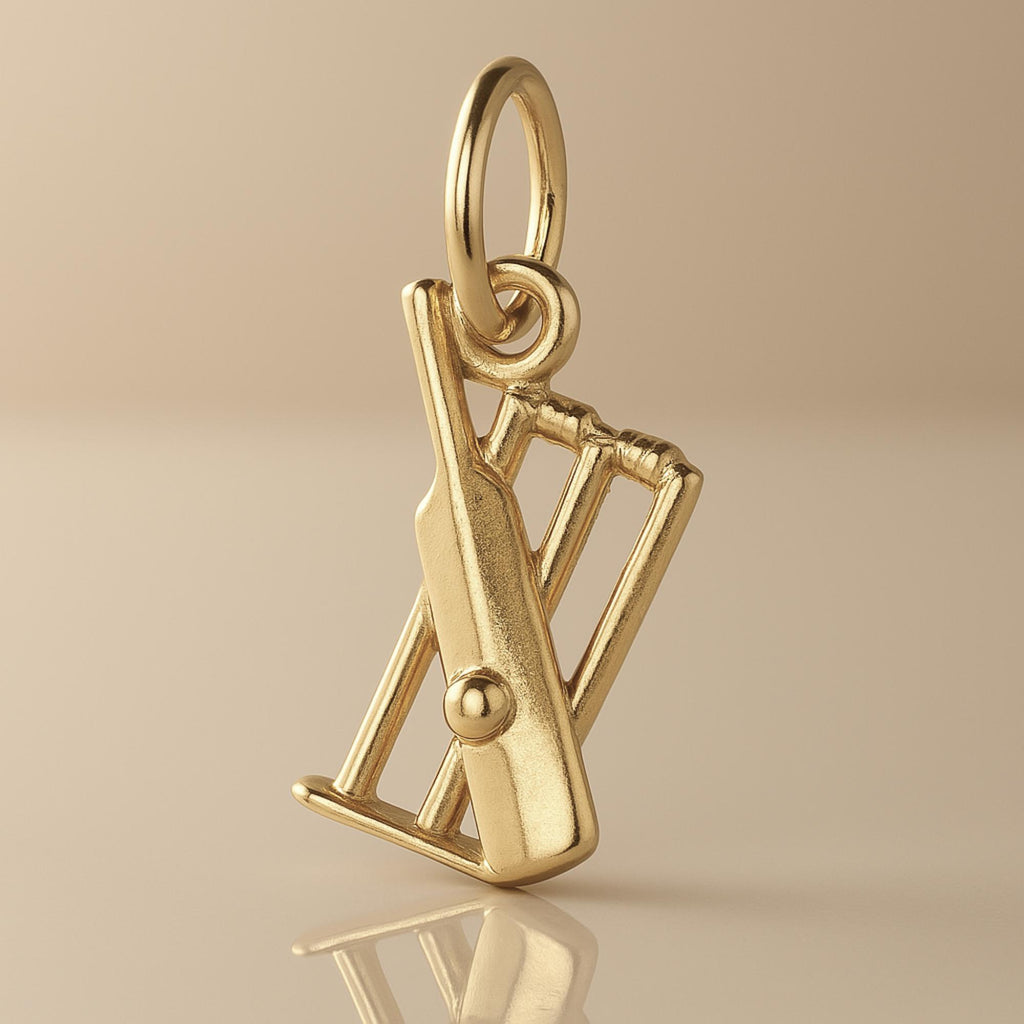 18ct Yellow Gold - Cricket Bat & Stumps Charm