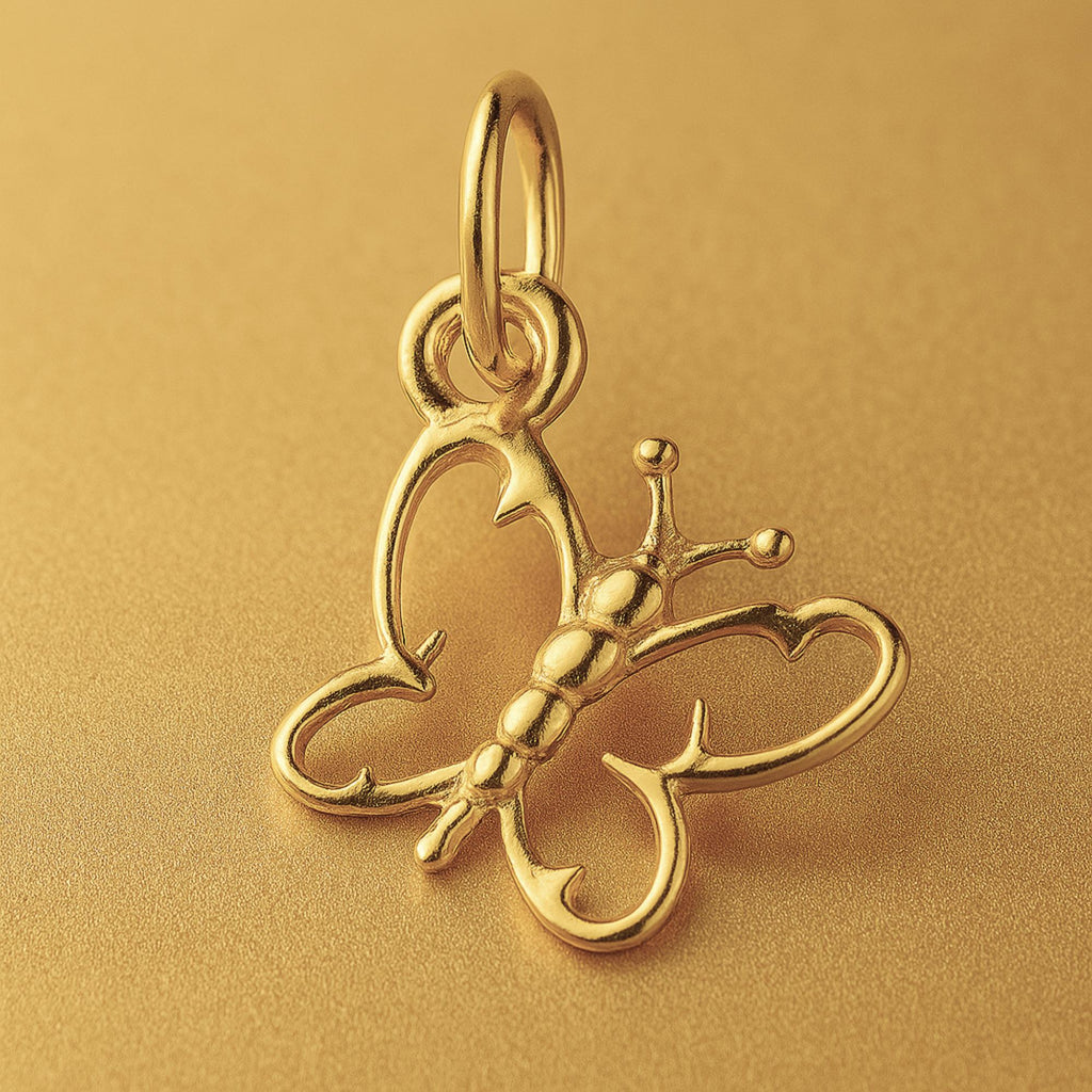 9ct Yellow Gold - Openwork Butterfly Charm
