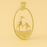 18ct Yellow Gold - Wetlands Crane Birds Charm