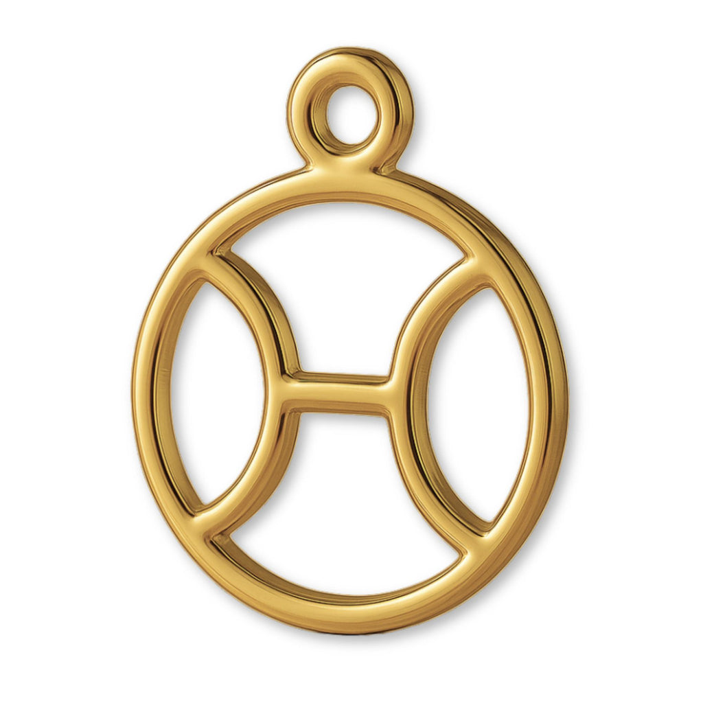 9ct Yellow Gold - Pisces Zodiac Round Charm
