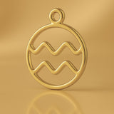 18ct Yellow Gold - Aquarius Zodiac Round Charm