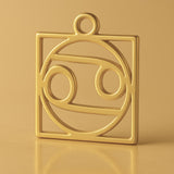 18ct Yellow Gold - Cancer Zodiac Square Charm