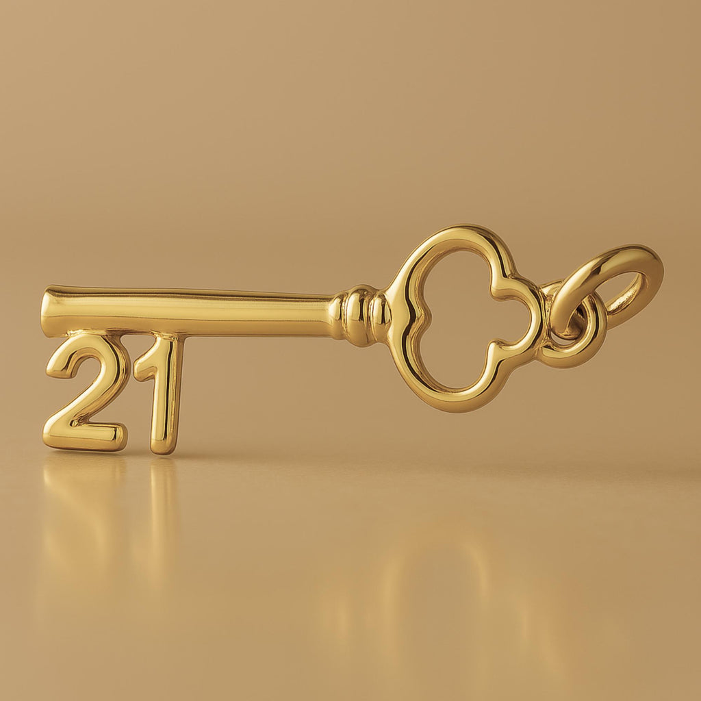 9ct Yellow Gold - 21 Clover Castle Key Charm