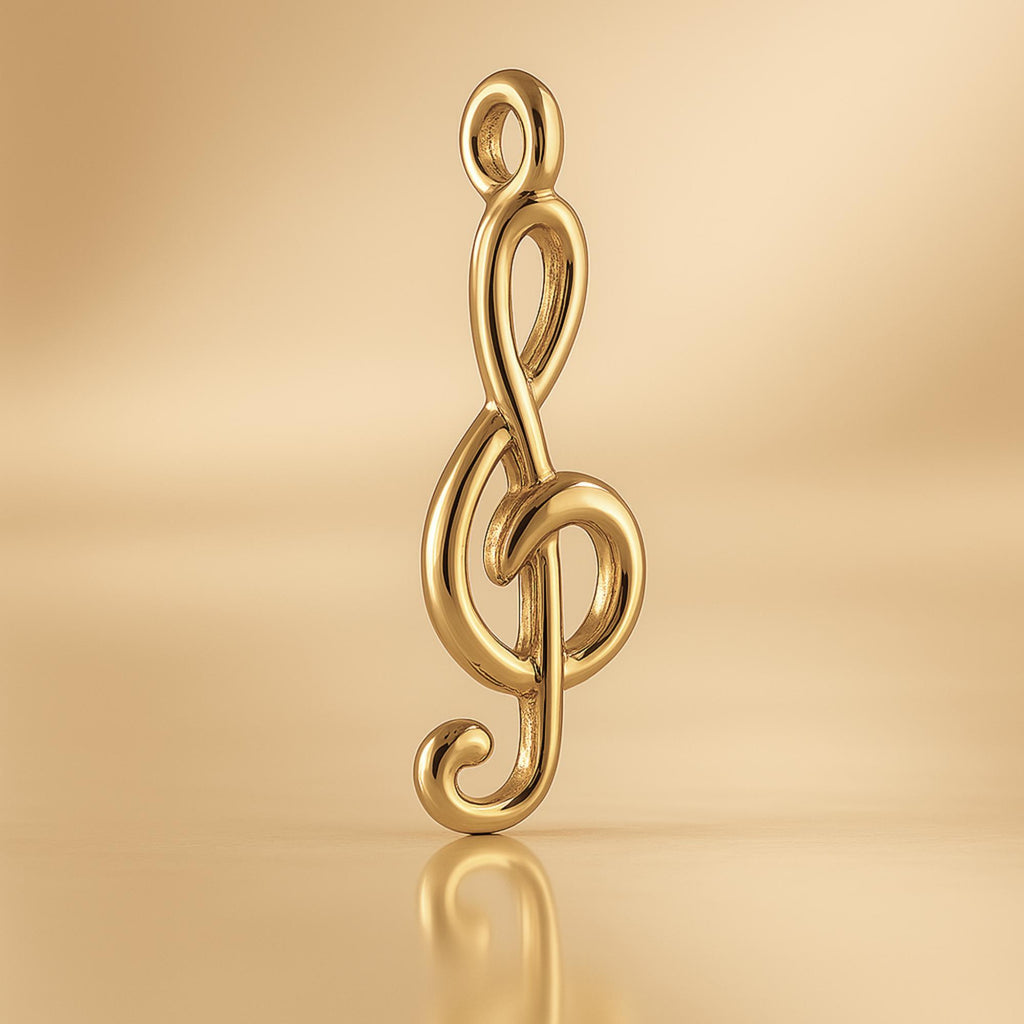 9ct Yellow Gold - Sculpted Treble Clef Charm