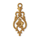 9ct Yellow Gold - Floral Filigree Crest Charm