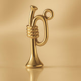9ct Yellow Gold - Roped Bugle Horn Charm
