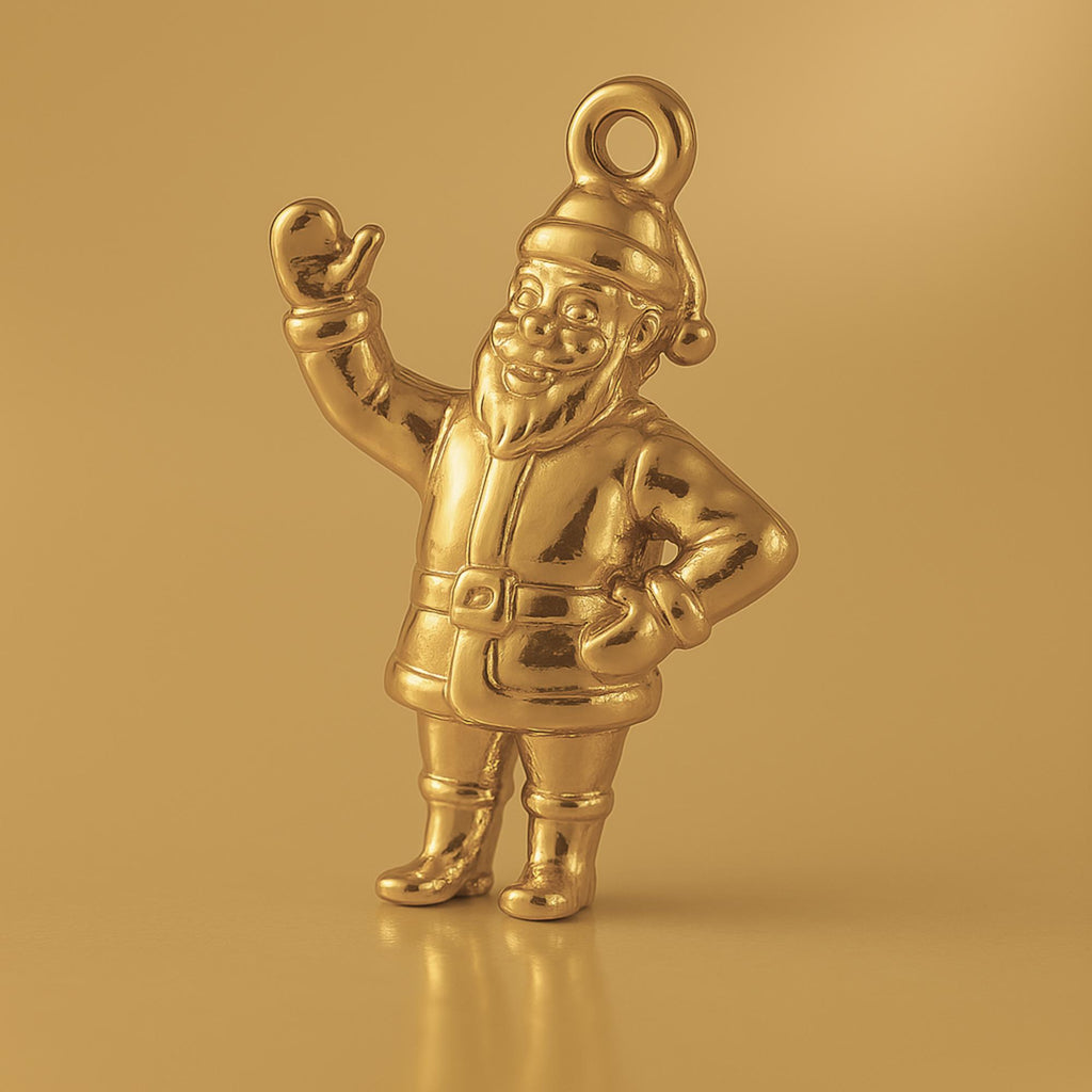 9ct Yellow Gold - Waving Santa Claus Charm