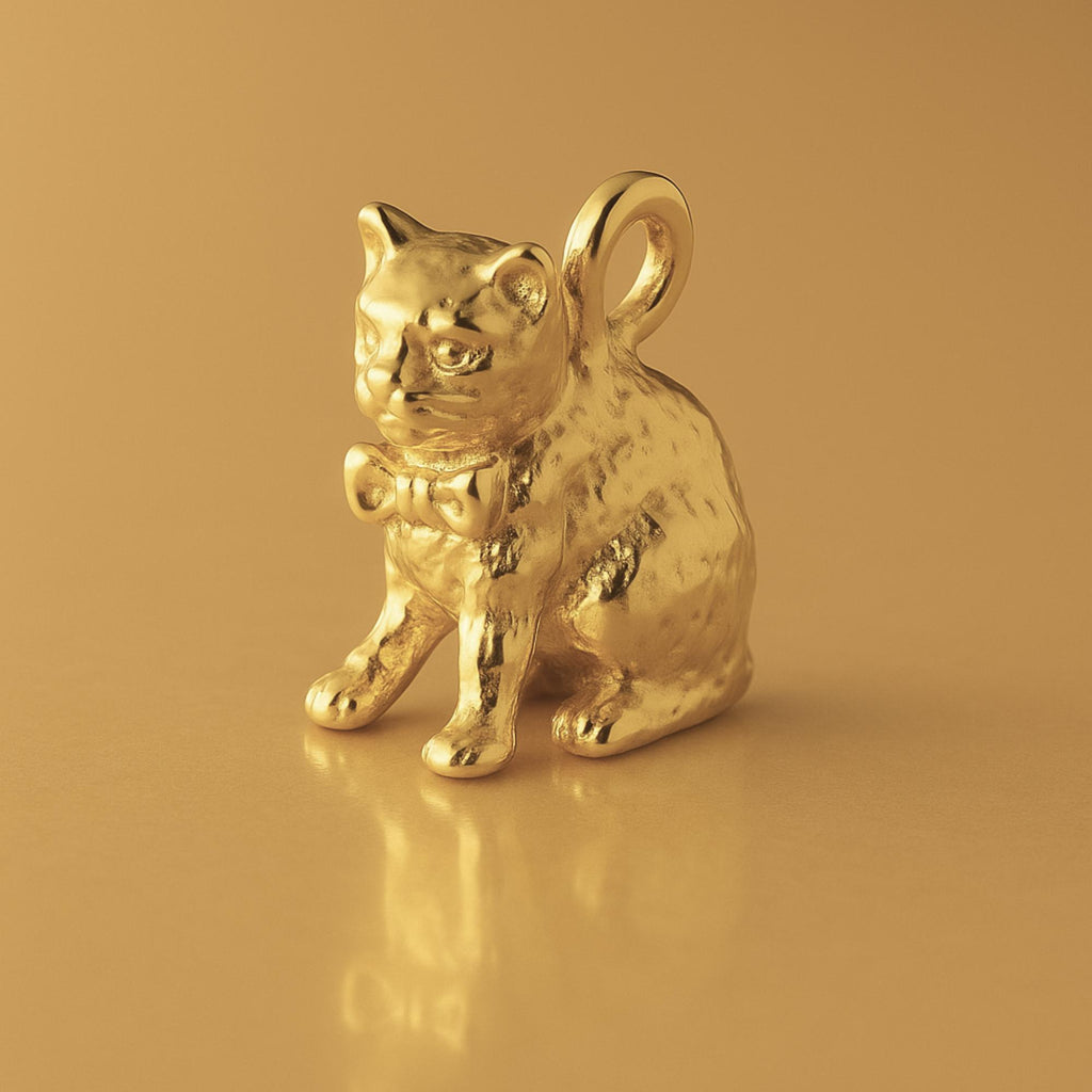 9ct Yellow Gold - House Cat Charm