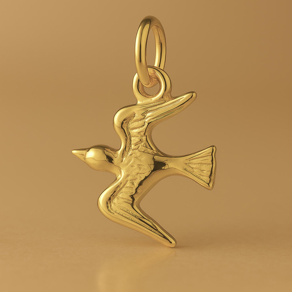 18ct Yellow Gold - Flying Swallow Charm