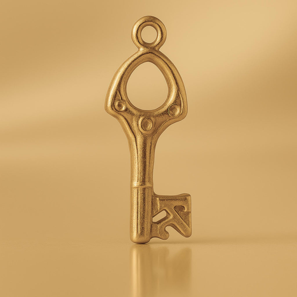 9ct Yellow Gold - Openwork 21 House Key Charm