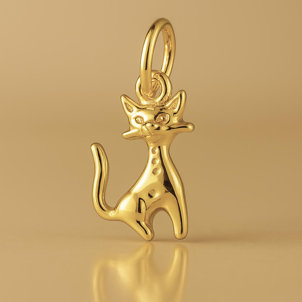 18ct Yellow Gold - Atomic era Cat Charm