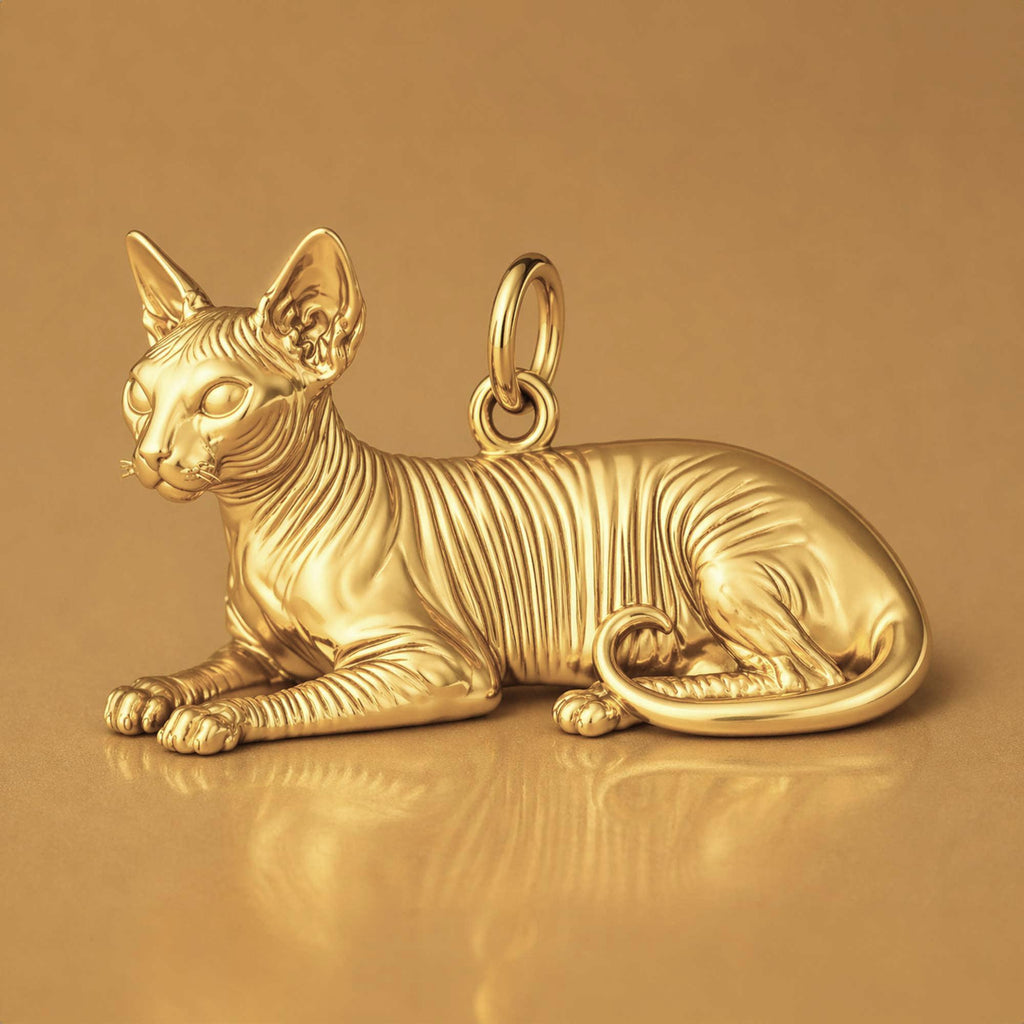 18ct Yellow Gold - Sphynx Cat Charm