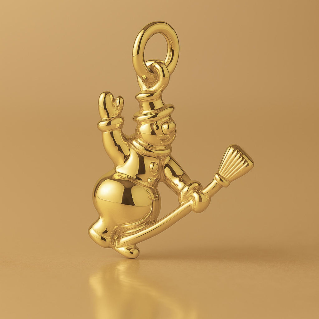 9ct Yellow Gold - Flying Snowman Charm