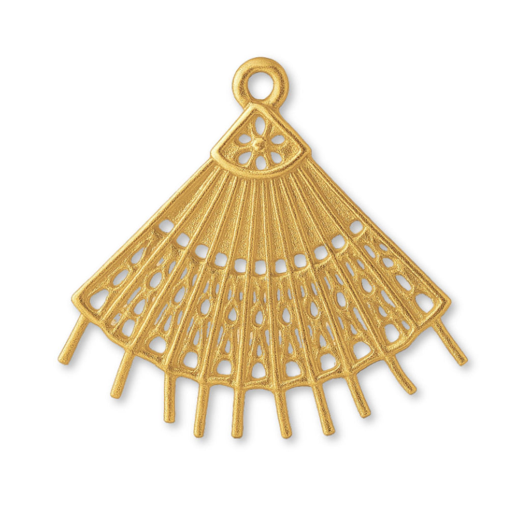 9ct Yellow Gold - Handheld Lace Fan Charm