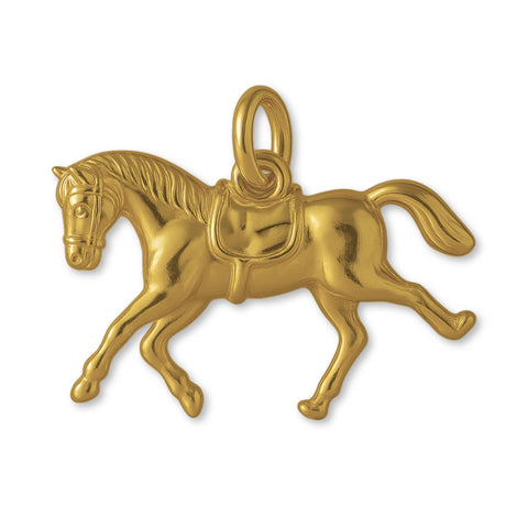 9ct Yellow Gold - Saddled Riding Horse Charm