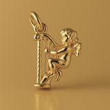 9ct Yellow Gold - Angel Playing Harp Charm